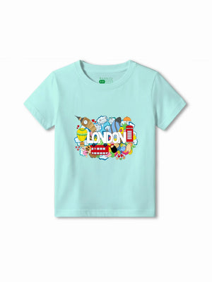 Bambify Kids T-Shirt Set Animal World & London White & Light Blue 7-8 Years bamboo cotton kids clothing India