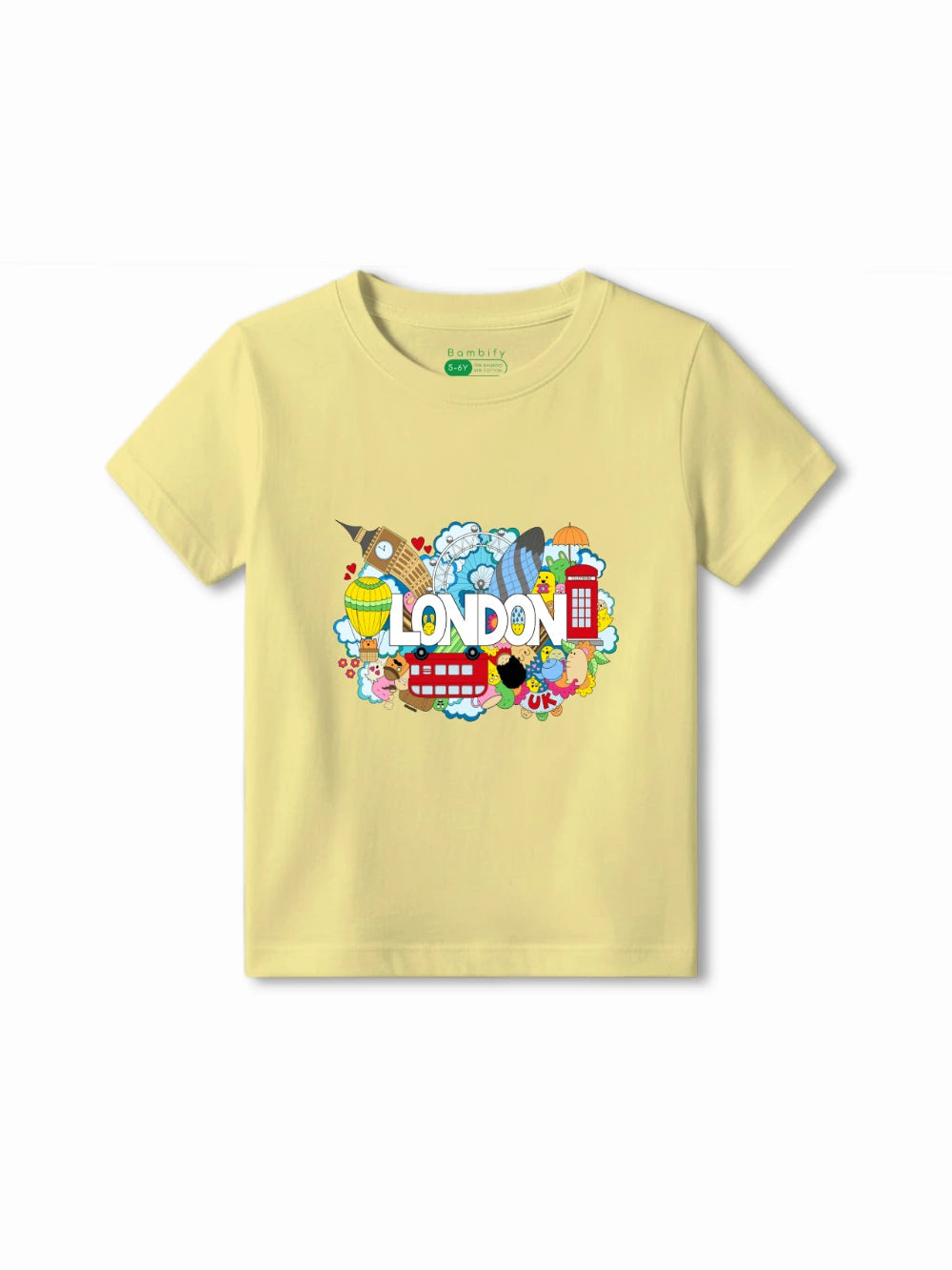 Bambify Kids T-Shirt Set Taekwondo & London White & Yellow 7-8 Years bamboo cotton kids clothing India