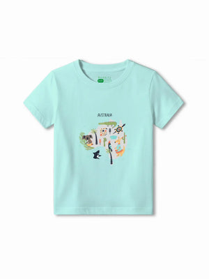 Australia Light Blue & Dusty Blue Kids Shorts Set Size 5-6 Bamboo Cotton ‚ Bambify India