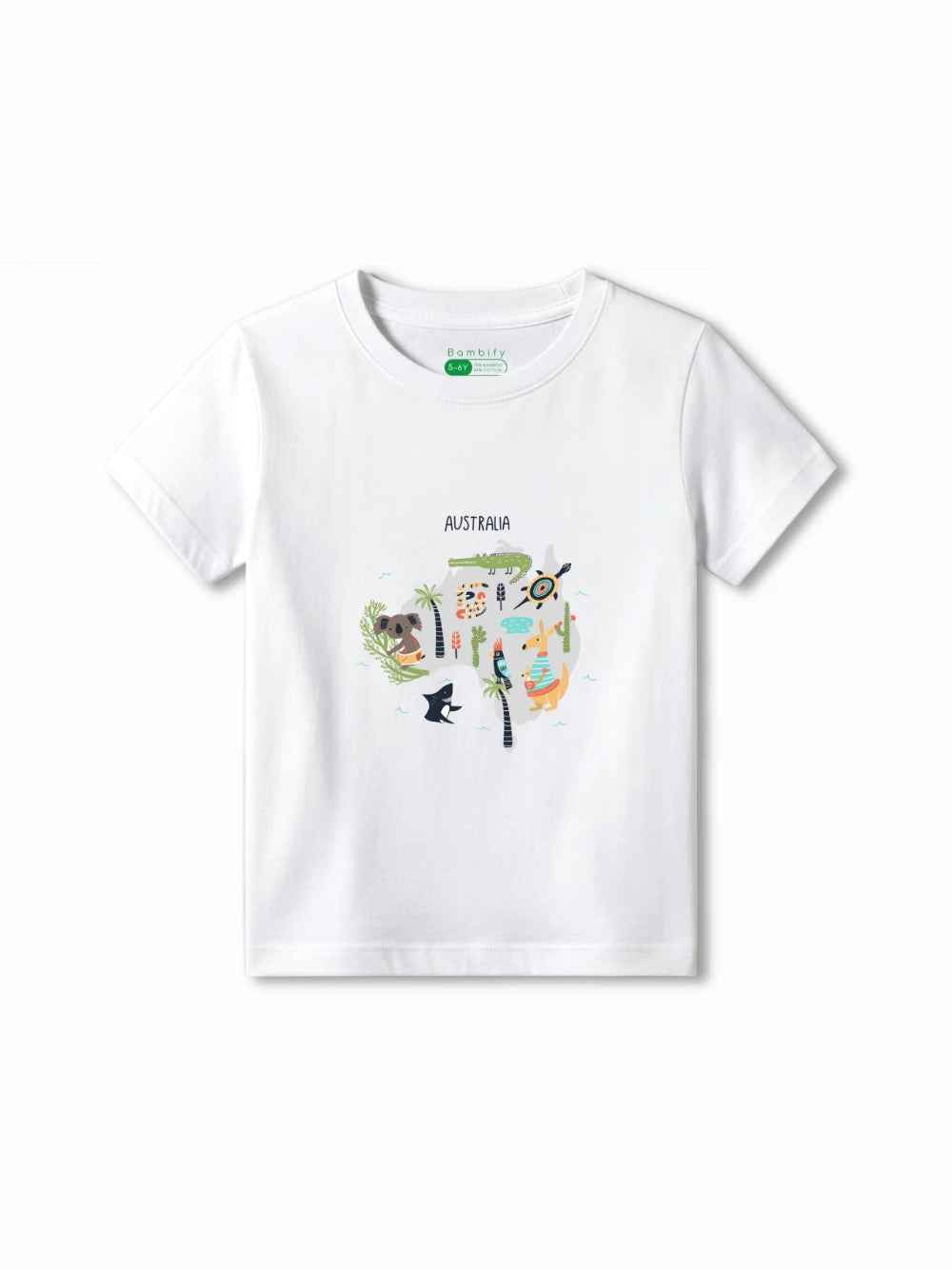 Bambify Kids T-Shirt Set London & Australia Beige & White 3-4 Years bamboo cotton kids clothing India