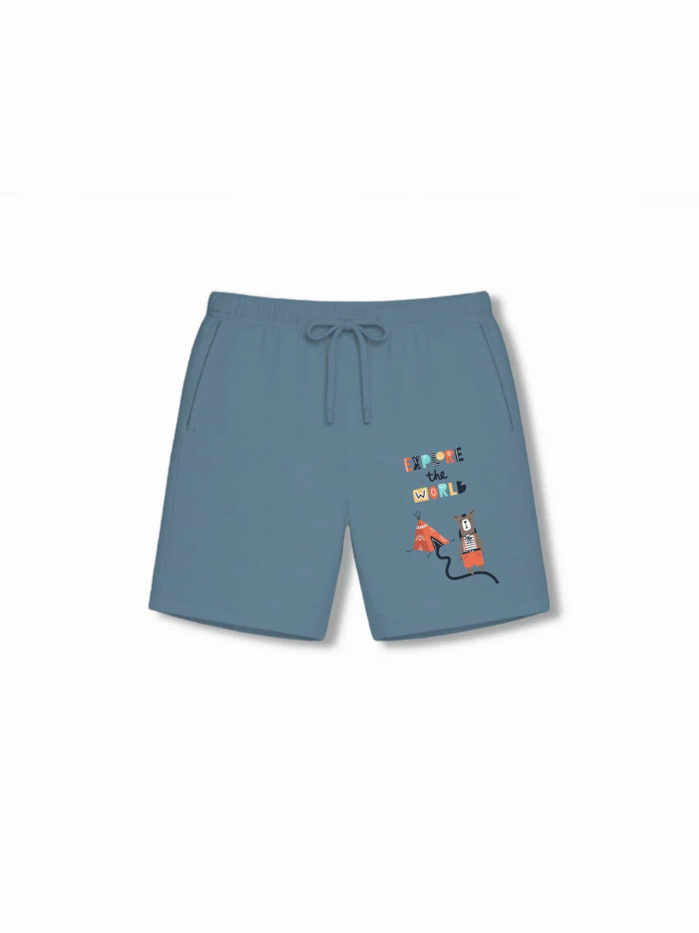 Australia Light Blue & Dusty Blue Kids Shorts Set Size 7-8 Bamboo Cotton ‚ Bambify India