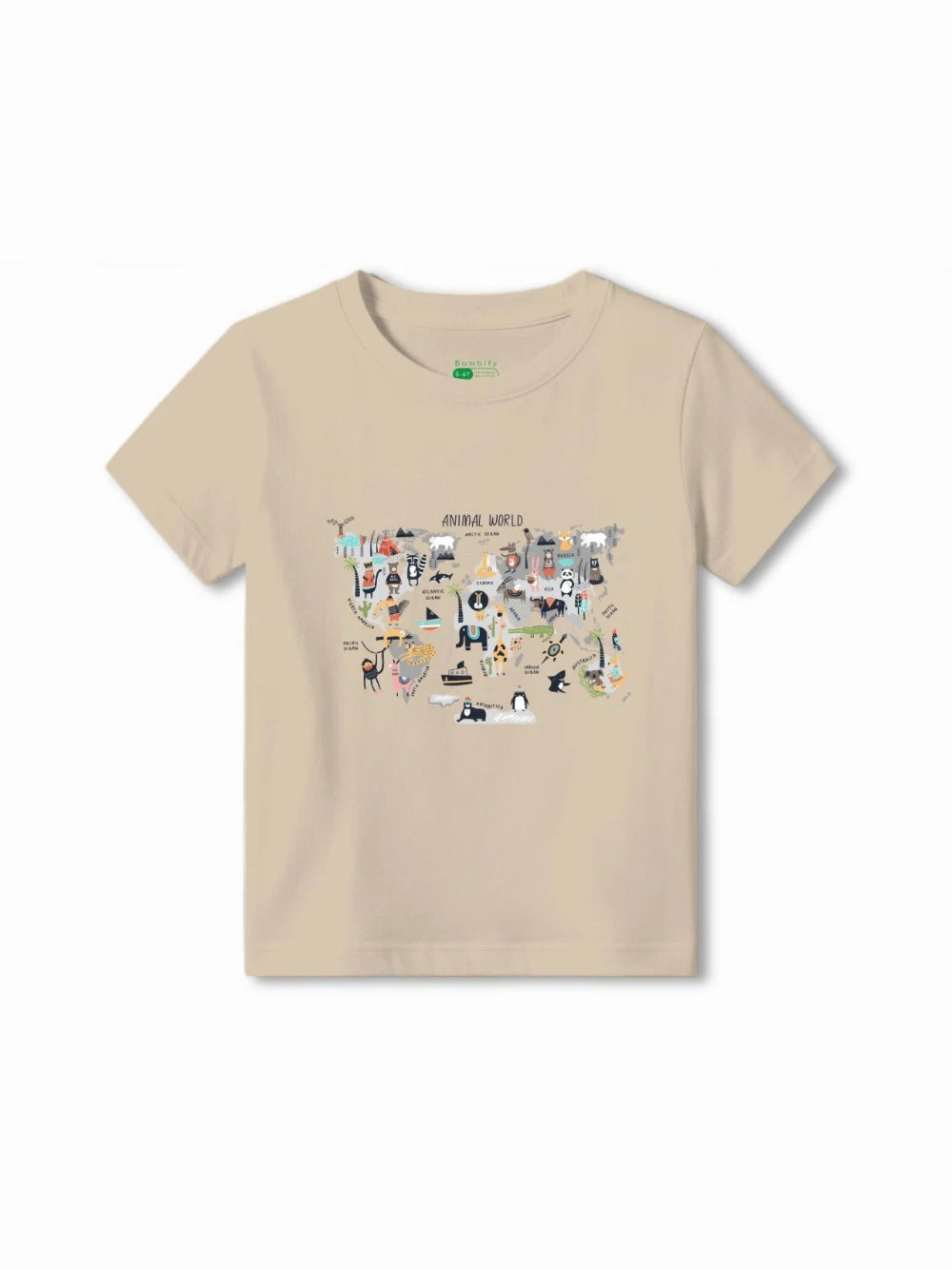 Bambify Kids Comfort Active Fit Shorts Set ‚ Animal World Beige & Light Blue Bamboo Cotton Bambify India Beige 5-6 Years bamboo cotton kids clothing India