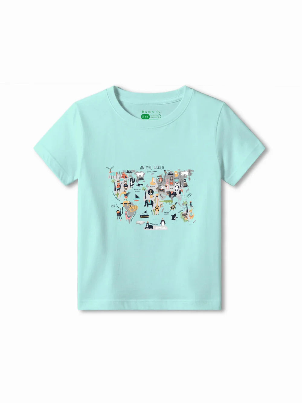 Animal World Light Blue & Dusty Blue Kids Shorts Set Size 5-6 Bamboo Cotton ‚ Bambify India