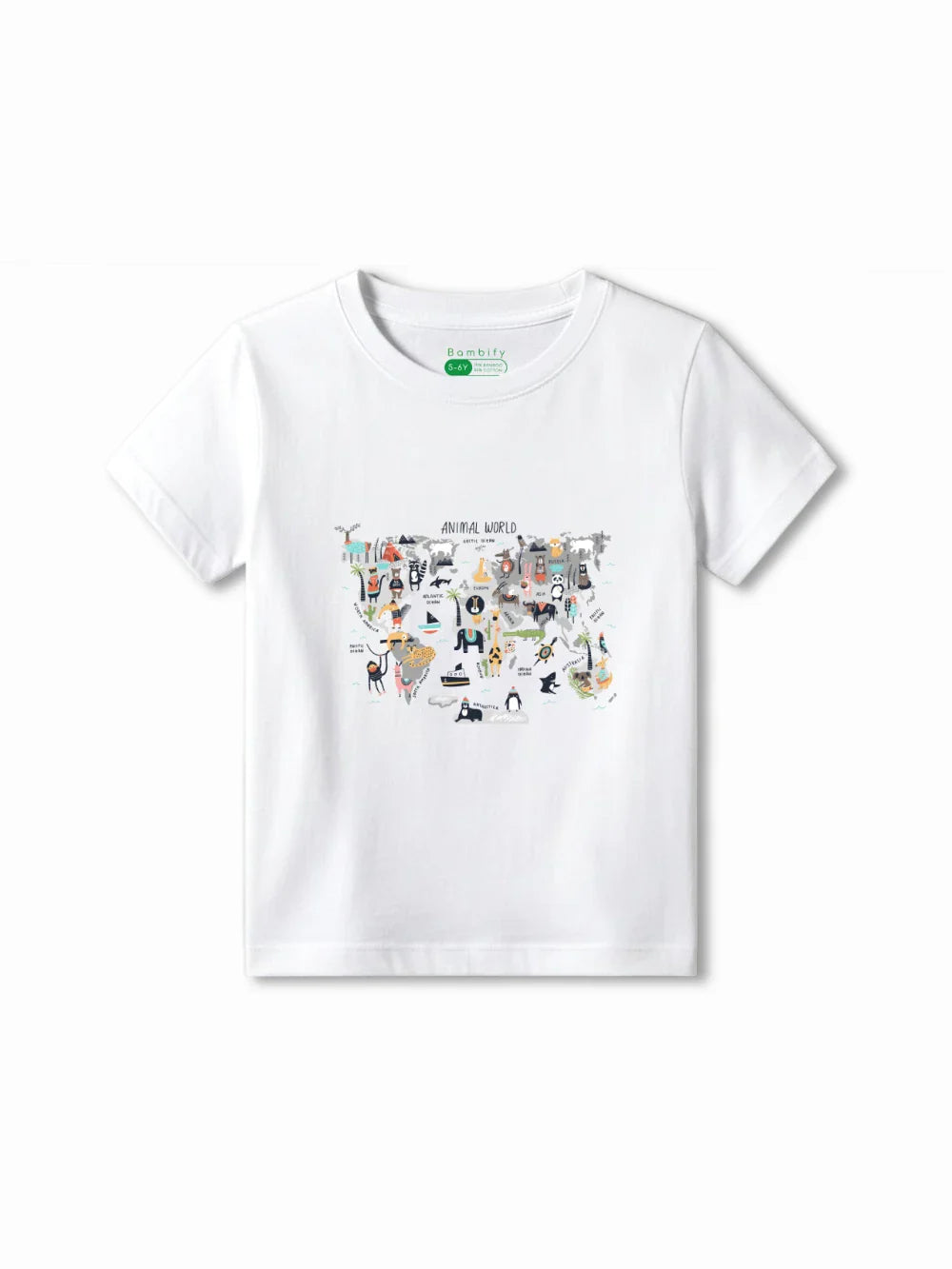 Animal World White & Beige Kids Shorts Set Size 5-6 Bamboo Cotton ‚ Bambify India