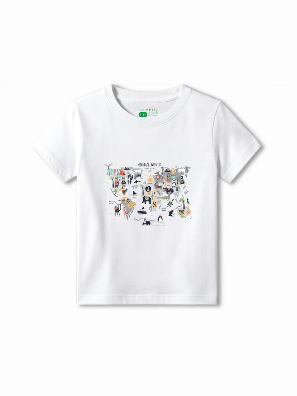 Bambify Kids T-Shirt Set Animal World & Taekwondo White & Light Blue 9-10 Years bamboo cotton kids clothing India