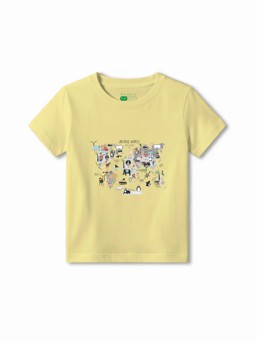 Animal World Yellow & White Kids Shorts Set Size 5-6 Bamboo Cotton ‚ Bambify India