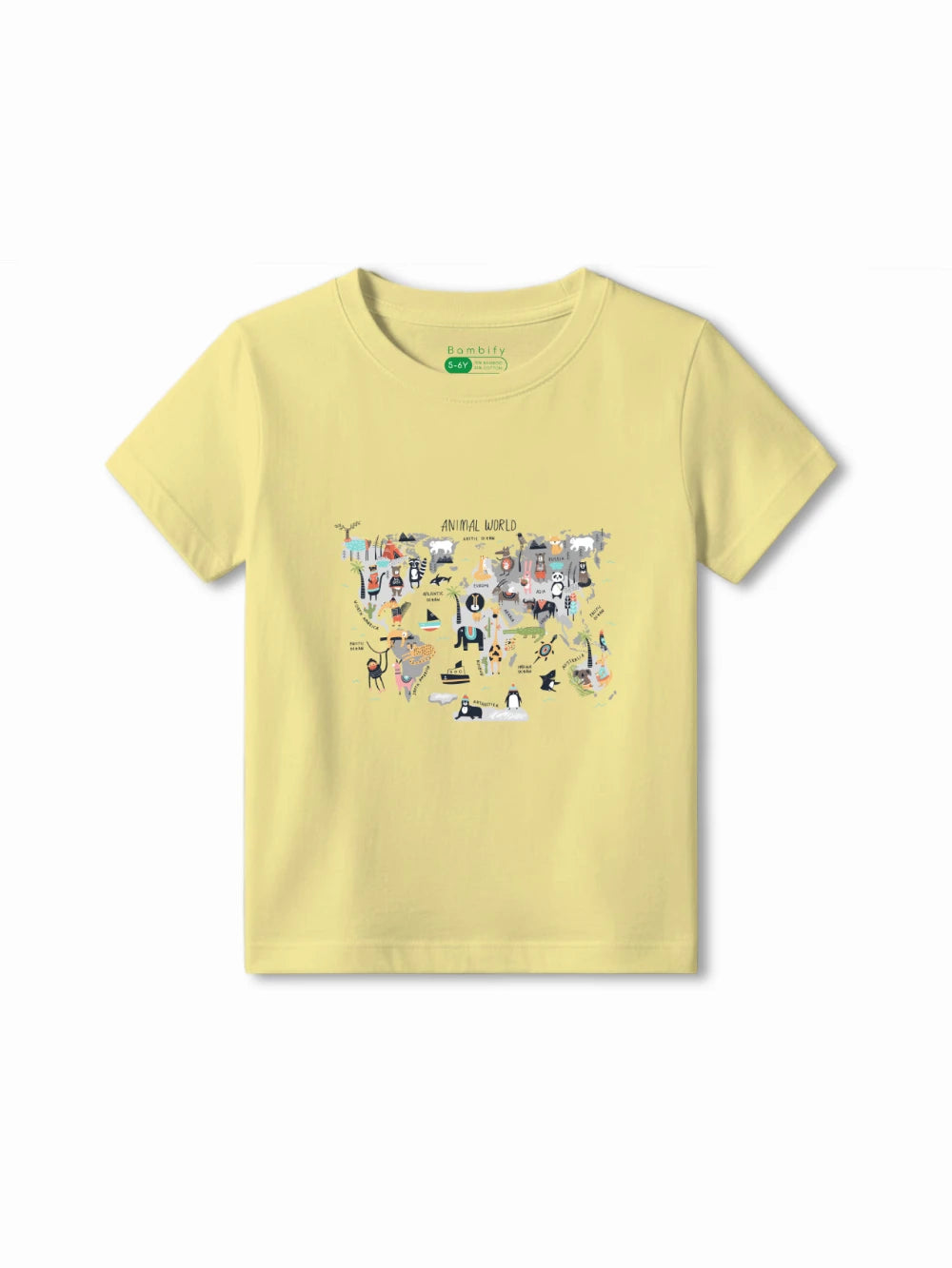 Bambify Kids T-Shirt Set Cheetah Fun & Animal World White & Yellow 3-4 Years bamboo cotton kids clothing India