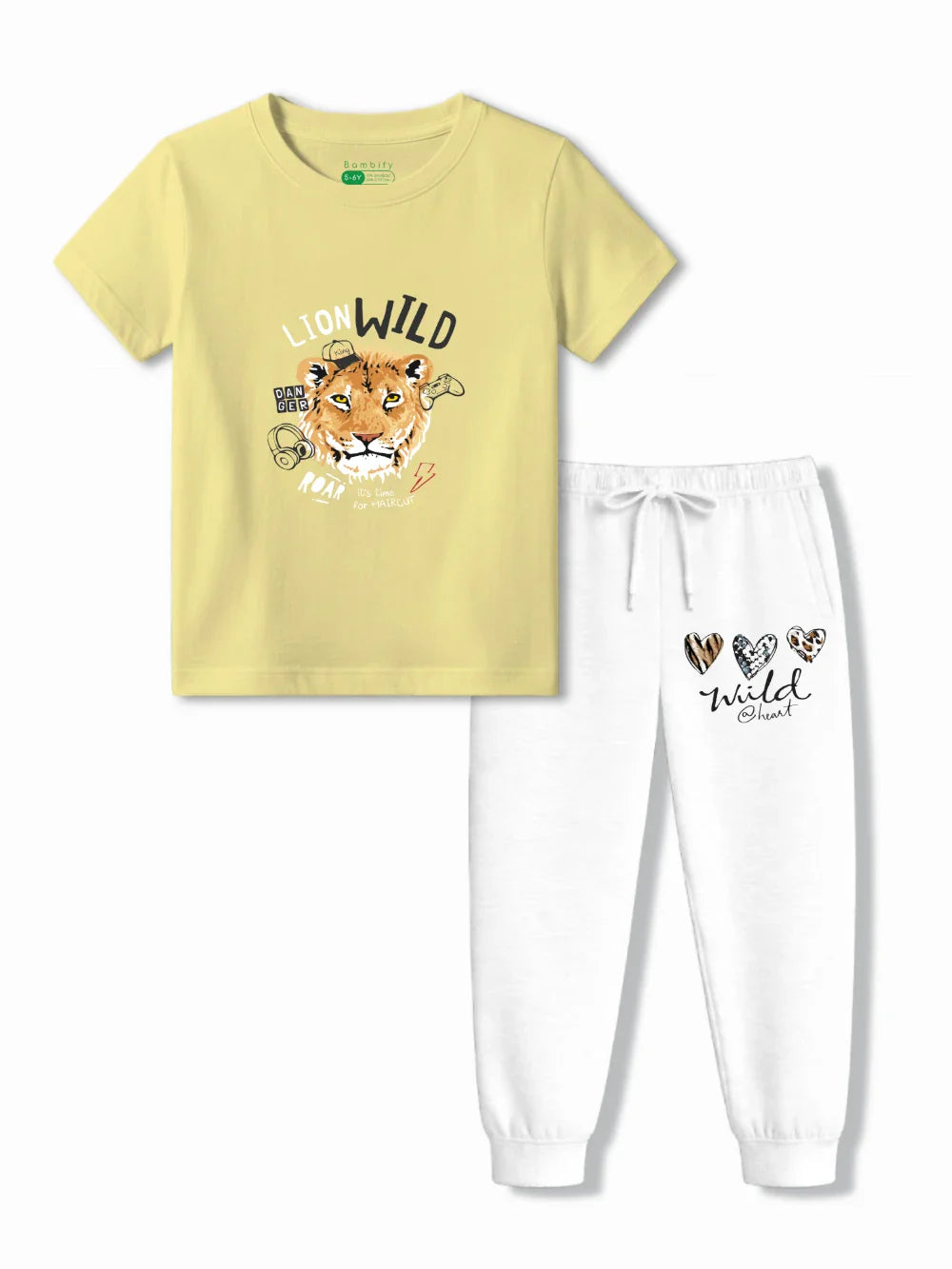 The Lion Yellow & White Kids Tracks Set Size 3-4 Years ‚ Bambify India