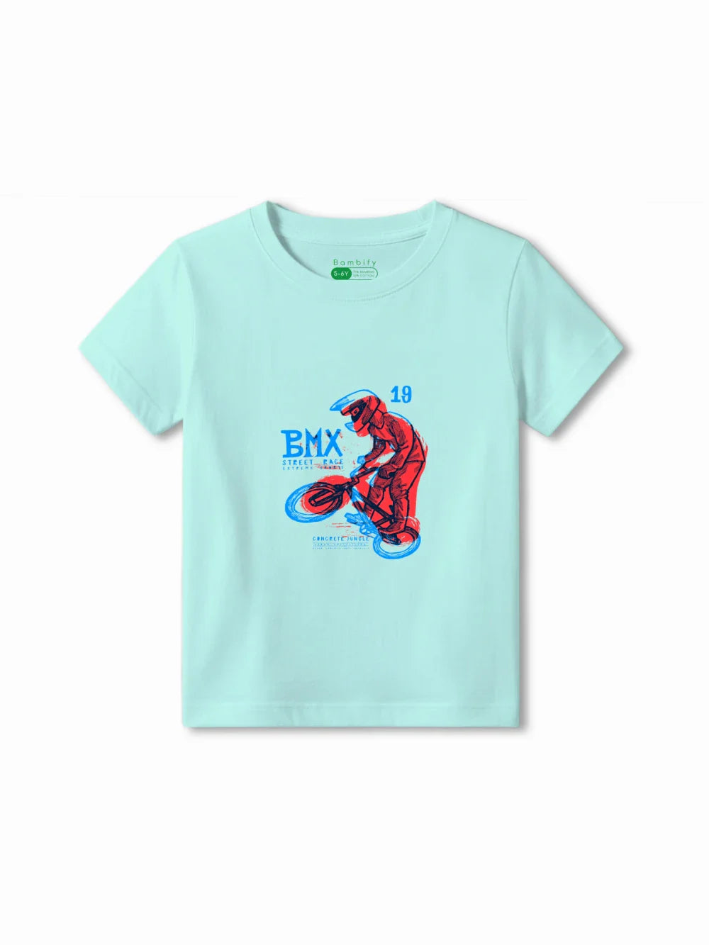 BMX Racing Light Blue & Dusty Blue Kids T-Shirt & Tracks Set Size 5-6 Years ‚ Bambify India