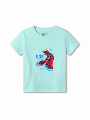 BMX Racing Light Blue & Dusty Blue Kids T-Shirt & Tracks Set Size 5-6 Years ‚ Bambify India