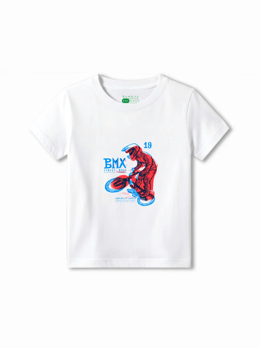 BMX Racing White & Beige Kids T-Shirt & Tracks Set Size 5-6 Years ‚ Bambify India