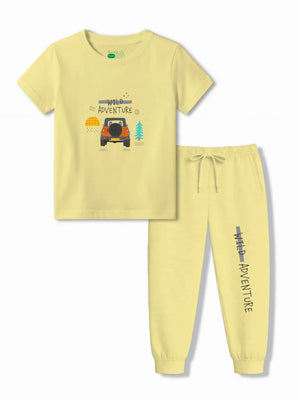 Wild Adventure Yellow Kids T-Shirt & Tracks Set Size 3-4 Years ‚ Bambify India