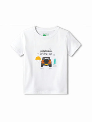 Wild Adventure White & Beige Kids T-Shirt & Tracks Set Size 5-6 Years ‚ Bambify India