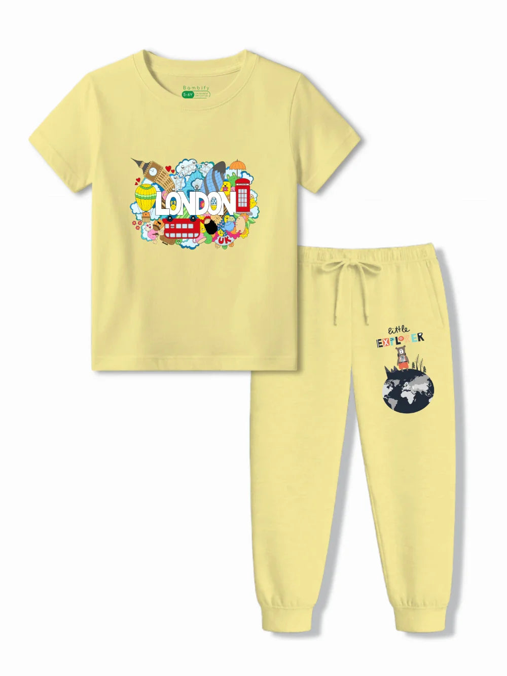 London Yellow Kids Joggers Set Size 3-4 Years ‚ Bambify India