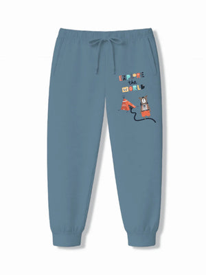 Australia Light Blue & Dusty Blue Kids T-Shirt & Joggers Set Size 7-8 Years ‚ Bambify India