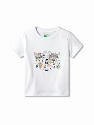 Animal World White & Beige Kids T-Shirt & Joggers Set Size 5-6 Years ‚ Bambify India