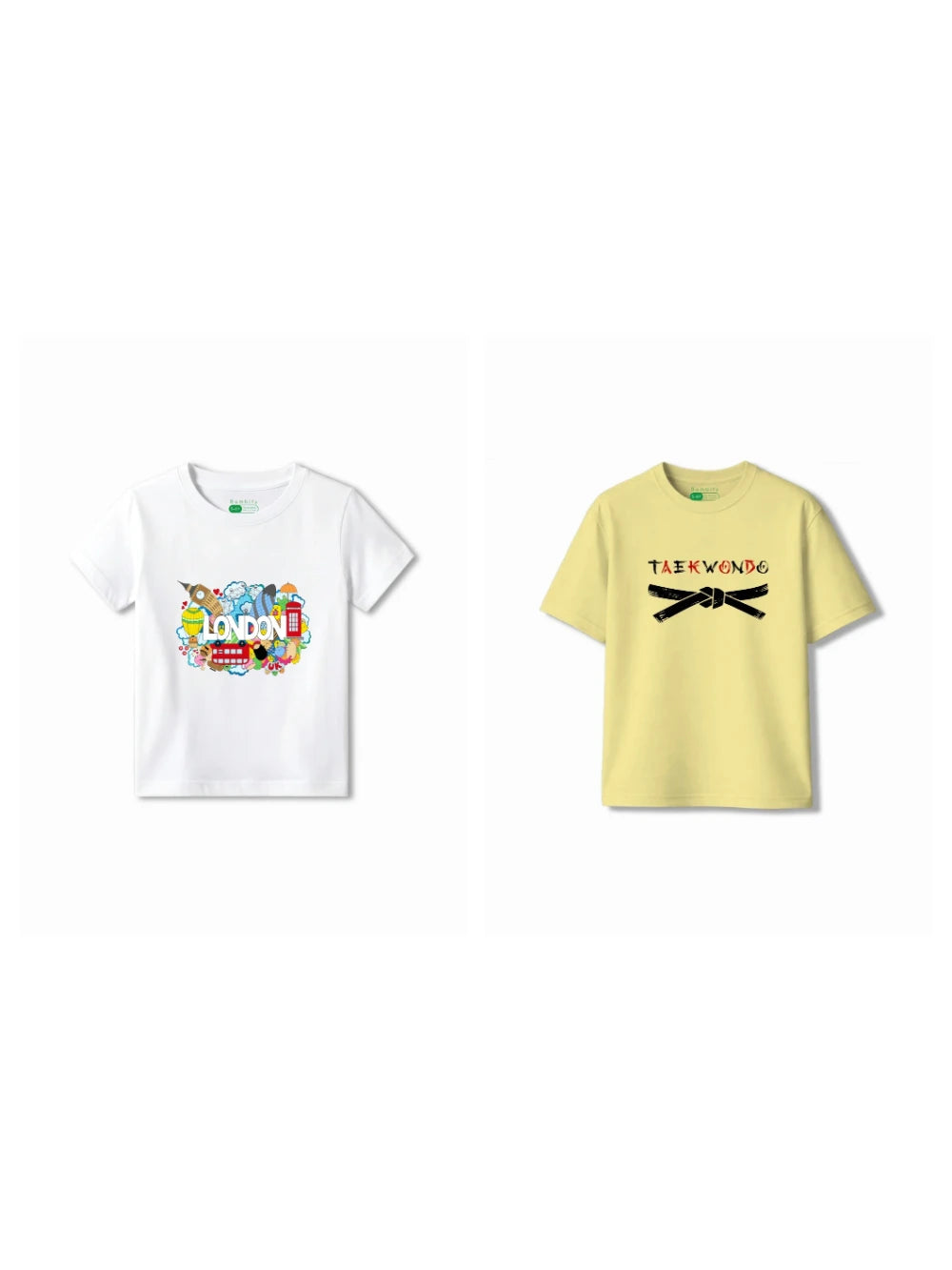 Bambify Kids T-Shirt Set London & Taekwondo White & Yellow 3-4 Years bamboo cotton kids clothing India
