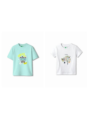 Bambify Kids T-Shirt Set Australia & Cheetah Fun White & Light Blue 9-10 Years bamboo cotton kids clothing India