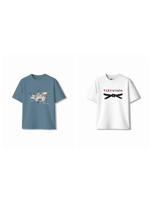 Bambify Kids T-Shirt Set Taekwondo & Eurasia White & Dusty Blue 11-12 Years bamboo cotton kids clothing India