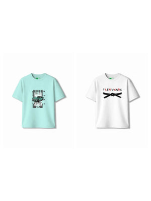 Bambify Kids T-Shirt Set Taekwondo & Super Fast White & Light Blue 3-4 Years bamboo cotton kids clothing India