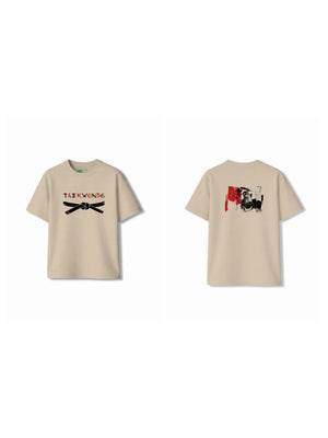 Bambify Kids T-Shirt Set Taekwondo & Cheetah Fun Beige & Light Blue 11-12 Years bamboo cotton kids clothing India
