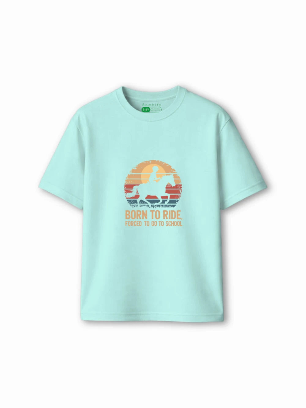 Bambify Kids T-Shirt Set Cheetah Fun & Born to Ride Dusty Blue & Light Blue 7-8 Years bamboo cotton kids clothing India