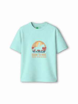 Bambify Kids T-Shirt Set Cheetah Fun & Born to Ride Dusty Blue & Light Blue 7-8 Years bamboo cotton kids clothing India