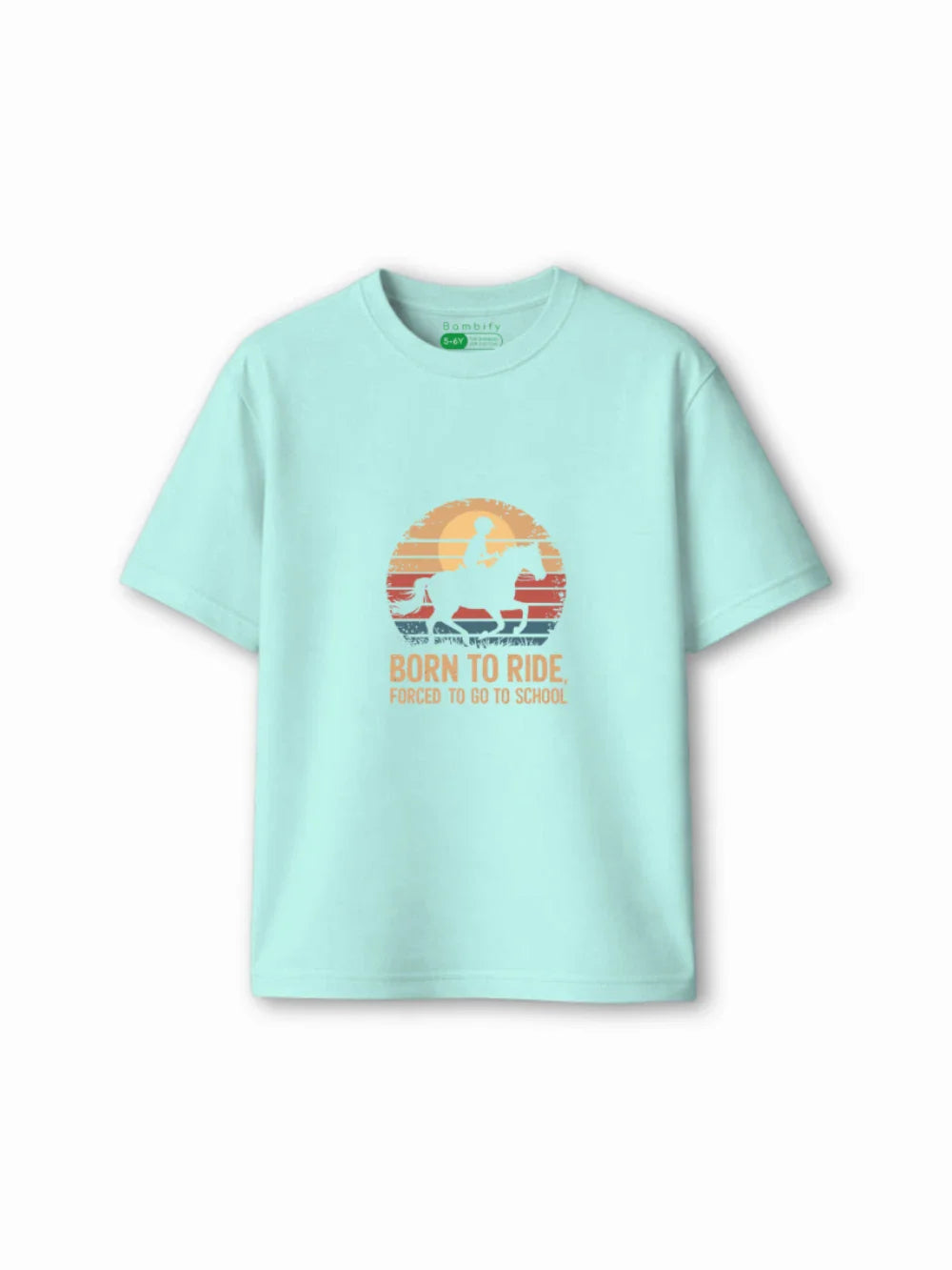 Born to Ride Light Blue & Dusty Blue Low Shoulder Shorts Set Size 5-6 Years Bamboo Cotton ‚ Bambify India