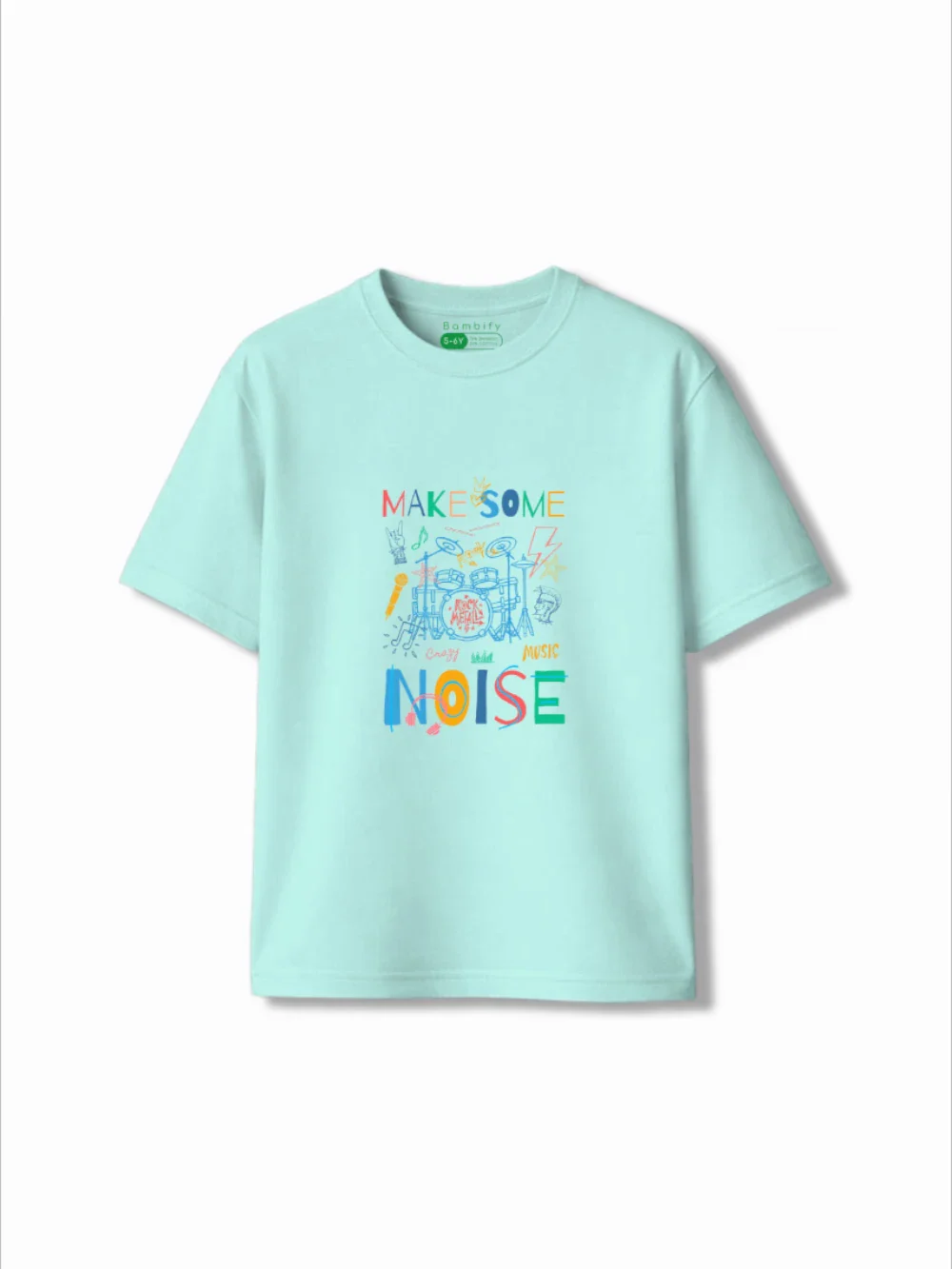Noise Light Blue & Dusty Blue Drop Shoulder Shorts Set Size 5-6 Years Bamboo Cotton ‚ Bambify India