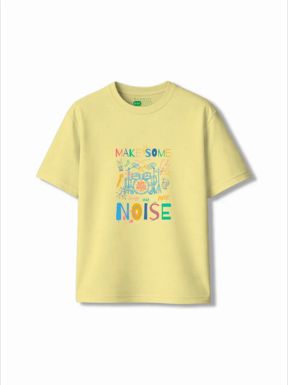 Noise Yellow & Dusty Blue Drop Shoulder Shorts Set Size 5-6 Years Bamboo Cotton ‚ Bambify India