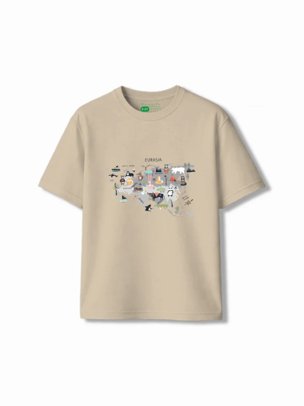 Eurasia Beige & White Drop Shoulder T-shirt & Shorts Set Size 5-6 Years Bamboo Cotton ‚ Bambify India