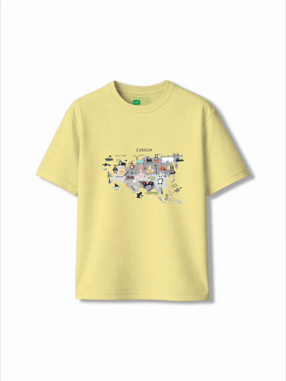 Eurasia Yellow & Dusty Blue Drop Shoulder T-shirt & Shorts Set Size 5-6 Years Bamboo Cotton ‚ Bambify India