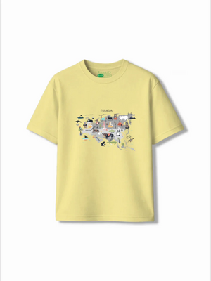 Eurasia Yellow & Dusty Blue Drop Shoulder T-shirt & Shorts Set Size 5-6 Years Bamboo Cotton ‚ Bambify India