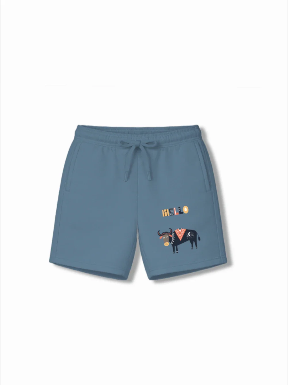 Eurasia Light Blue & Dusty Blue Drop Shoulder T-shirt & Shorts Set Size 7-8 Years Bamboo Cotton ‚ Bambify India