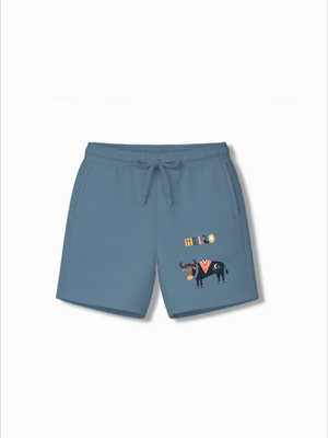 Eurasia Light Blue & Dusty Blue Drop Shoulder T-shirt & Shorts Set Size 7-8 Years Bamboo Cotton ‚ Bambify India