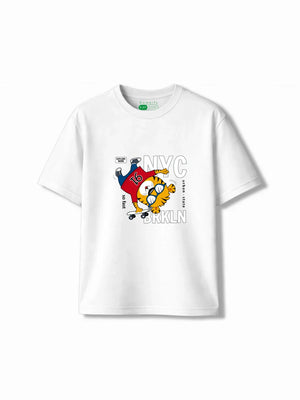Urban Style White & Beige Low Shoulder T-shirt & Shorts Set Size 5-6 Years Bamboo Cotton ‚ Bambify India