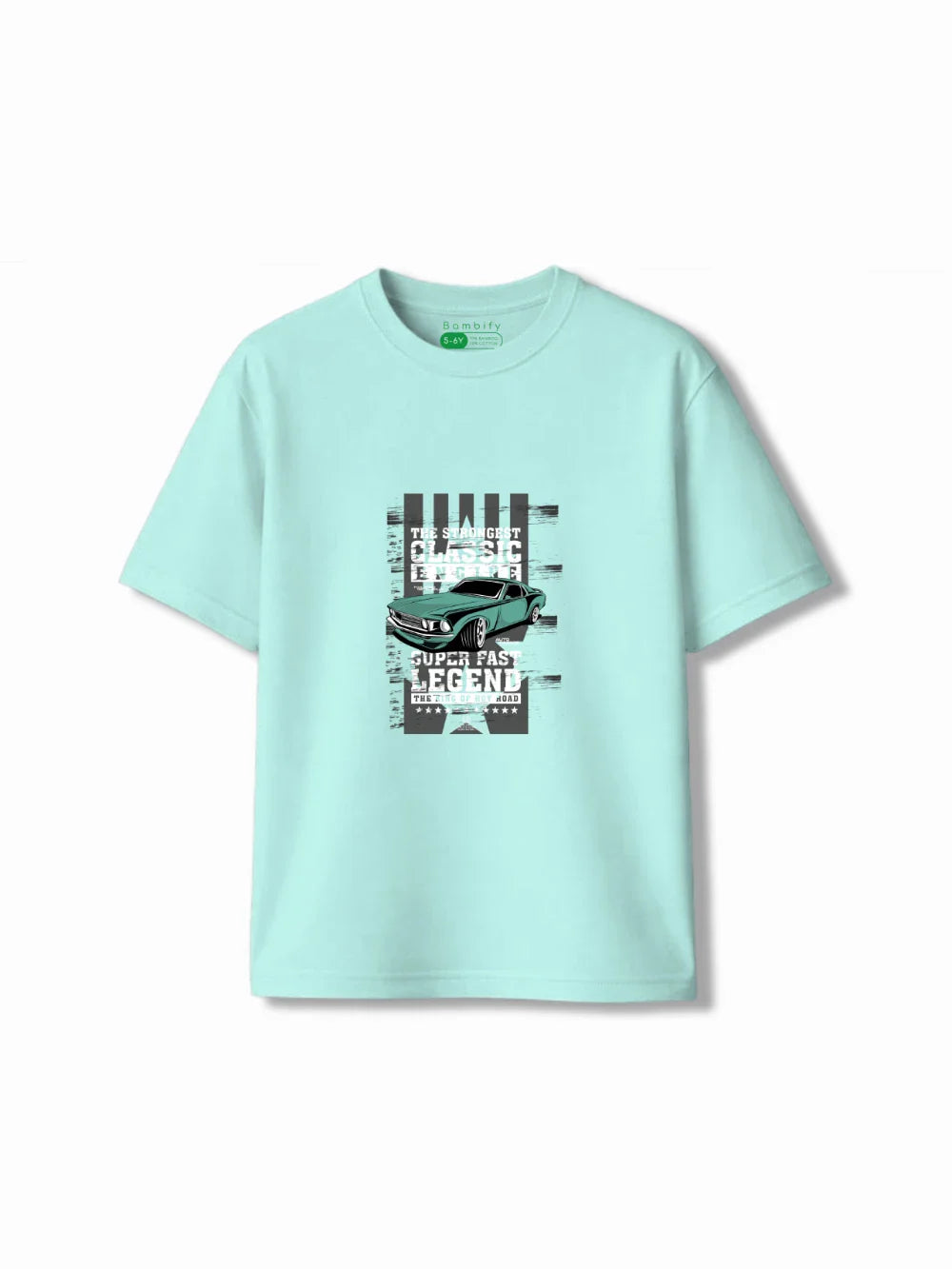 Super Fast Light Blue & Dusty Blue Oversized T-shirt & Shorts Set Size 5-6 Years Bamboo Cotton ‚ Bambify India