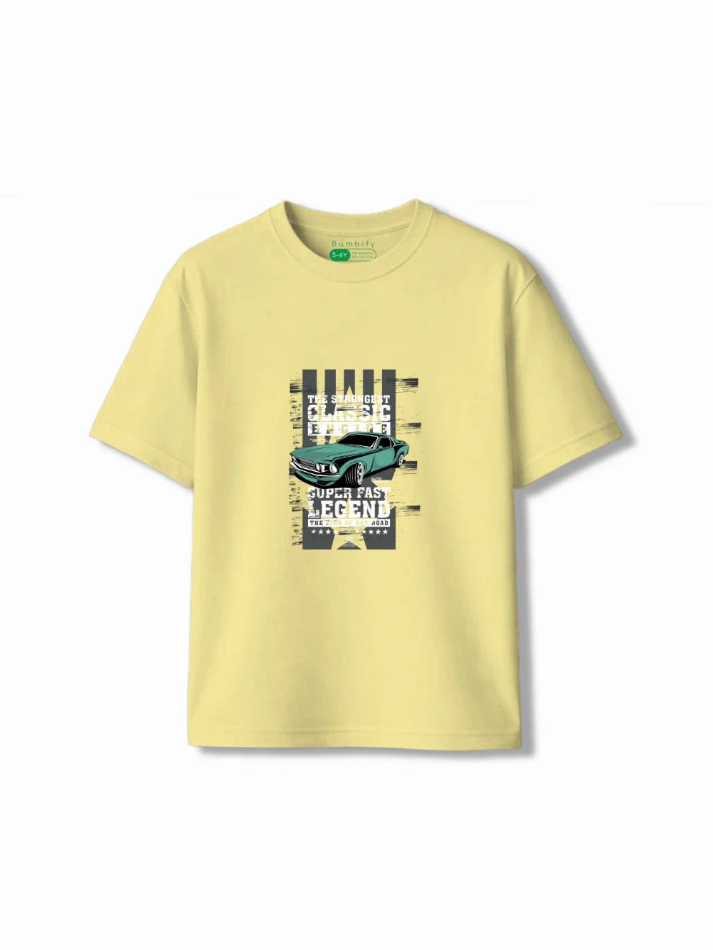 Super Fast Yellow & Dusty Blue Oversized T-shirt & Shorts Set Size 5-6 Years Bamboo Cotton ‚ Bambify India