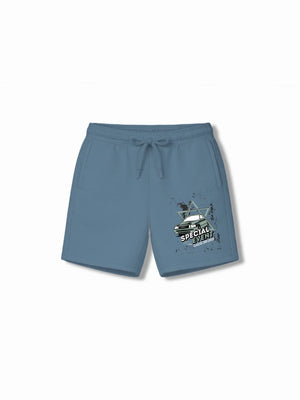Super Fast Light Blue & Dusty Blue Oversized T-shirt & Shorts Set Size 7-8 Years Bamboo Cotton ‚ Bambify India