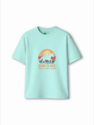 Born to Ride Light Blue & Dusty Blue Kids Tracks Set Size 5-6 Years Bamboo Cotton ‚ Bambify India