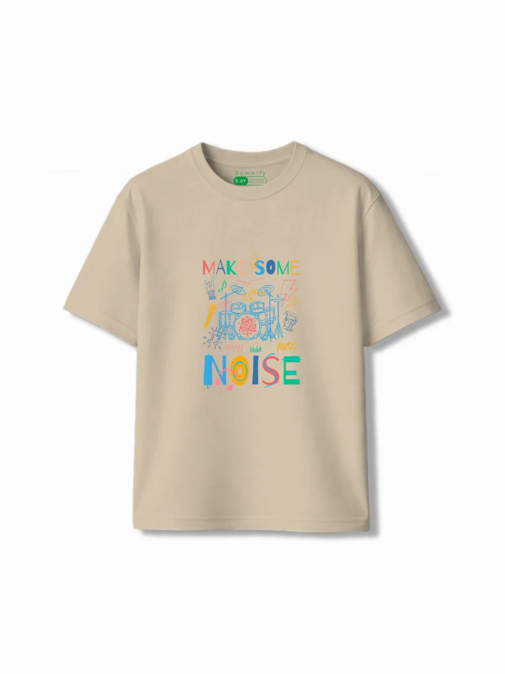 Noise Beige & White Kids Tracks Set Size 5-6 Years Bamboo Cotton ‚ Bambify India