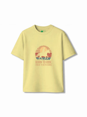 Bambify Kids Lounge Home Tracks Set ‚ Born to Ride Yellow & Dusty Blue Bamboo Cotton Bambify India Yellow 7-8 Years bamboo cotton kids clothing India