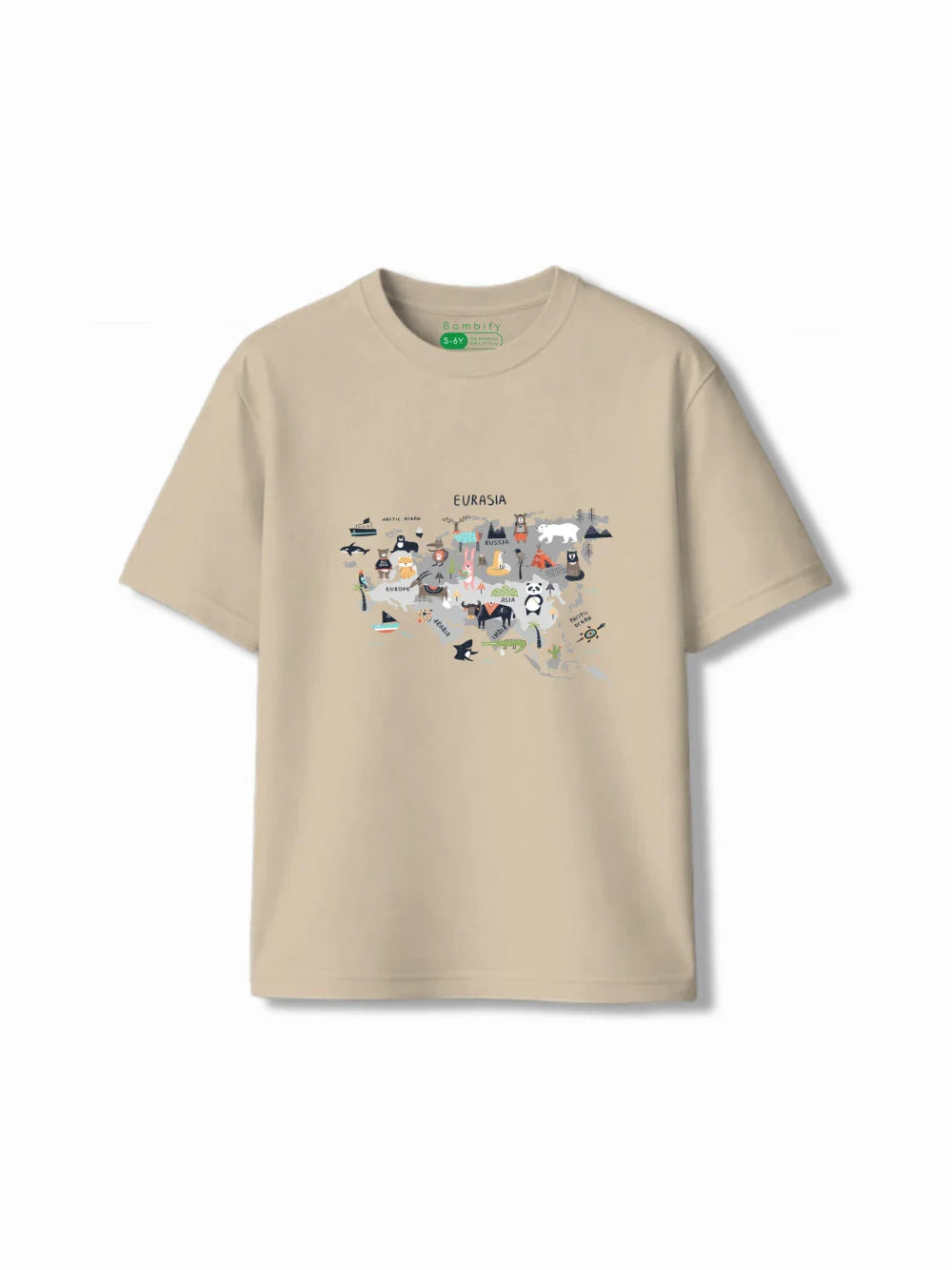 Eurasia Beige & White Kids Tracks Set Size 5-6 Years Bamboo Cotton ‚ Bambify India