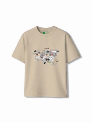 Eurasia Beige & White Kids Tracks Set Size 5-6 Years Bamboo Cotton ‚ Bambify India