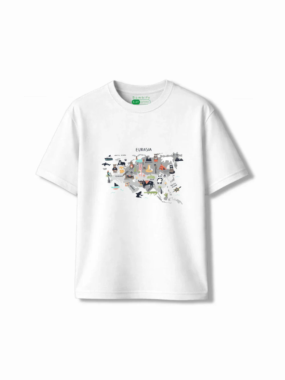 Eurasia White & Beige Kids Tracks Set Size 5-6 Years Bamboo Cotton ‚ Bambify India