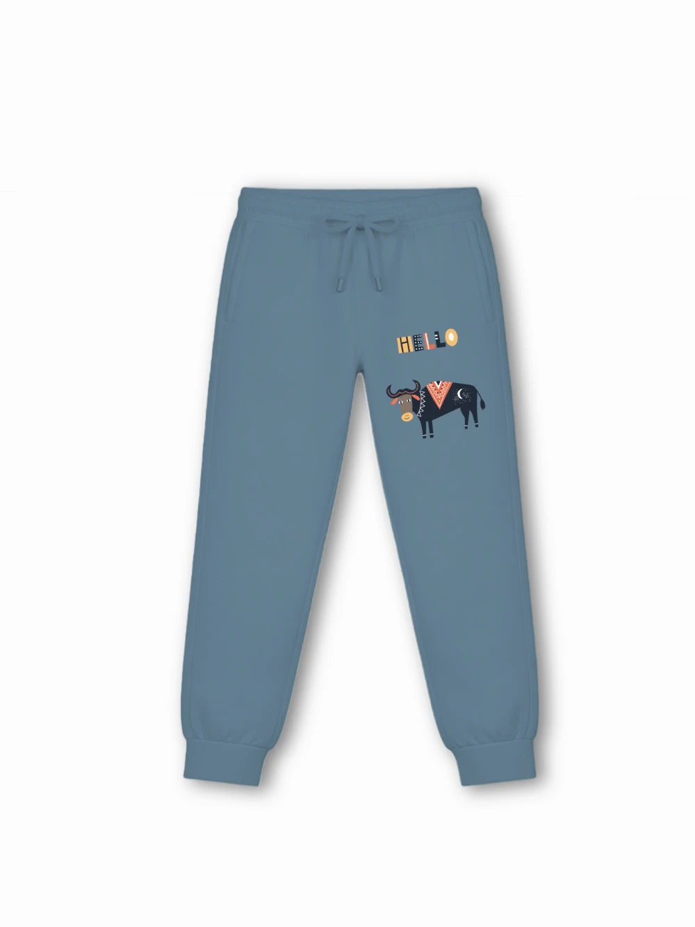Bambify Kids Bottom 2 Piece Set Born to Ride & Eurasia White & Dusty Blue 3-4 Years bamboo cotton kids clothing India