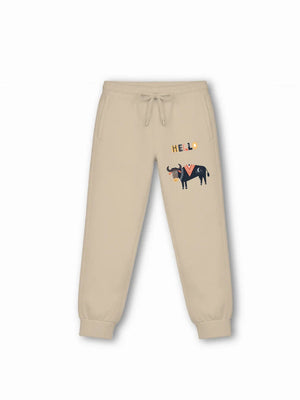 Eurasia White & Beige Kids Tracks Set Size 7-8 Years Bamboo Cotton ‚ Bambify India