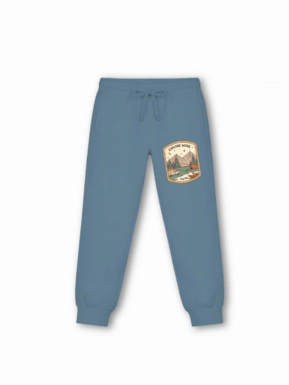 Bambify Kids Bottom 2 Piece Set Eurasia & Urban Style White & Dusty Blue 5-6 Years bamboo cotton kids clothing India