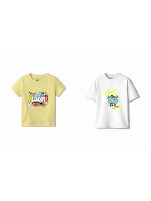 Bambify Kids T-Shirt Set Cheetah Fun & London White & Yellow 3-4 Years bamboo cotton kids clothing India