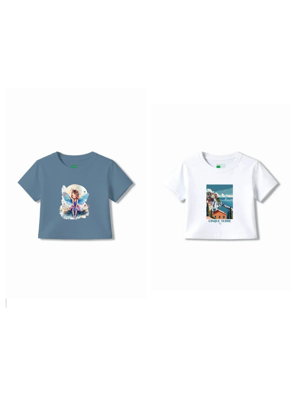 Bambify Kids T-Shirt Set Italy & Angel White & Dusty Blue 3-4 Years bamboo cotton kids clothing India